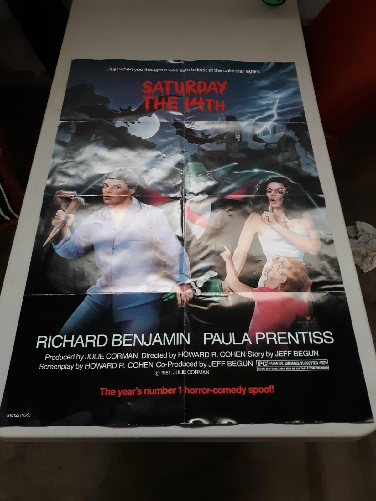 "Saturday The 14th" Original One-sheet Movie Poster 27x41 (1981) horror/Comedy 