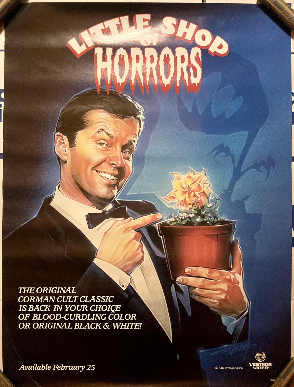 LITTLE SHOP OF HORRORS(1960) RARE VINTAGE 1987 VHS PROMO POSTER VESTRON VIDEO