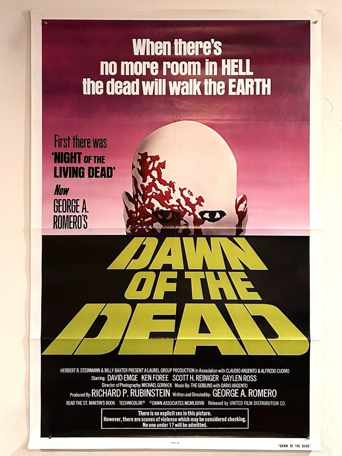 - RARE - Vtg. DAWN OF THE DEAD 1978 Green Horror Original Movie Poster 27x41 NM