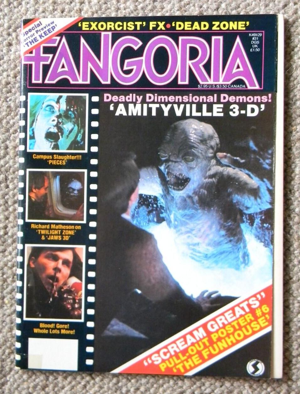 FANGORIA : ISSUE 31: 1983 : AMITYVILLE 3D/JAWS 3D/PIECES/DEAD ZONE ETC : VG