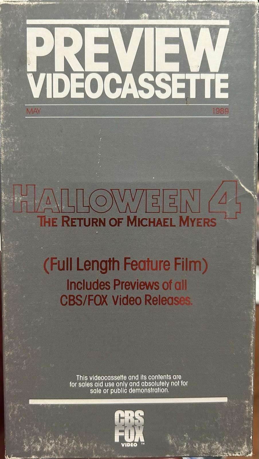 Halloween 4 The Return Of Michael Myers RARE VHS Screener Promo
