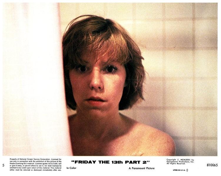 Friday the 13th Part 2 Original Lobby Card Adrienne King in shower 1981 Horror