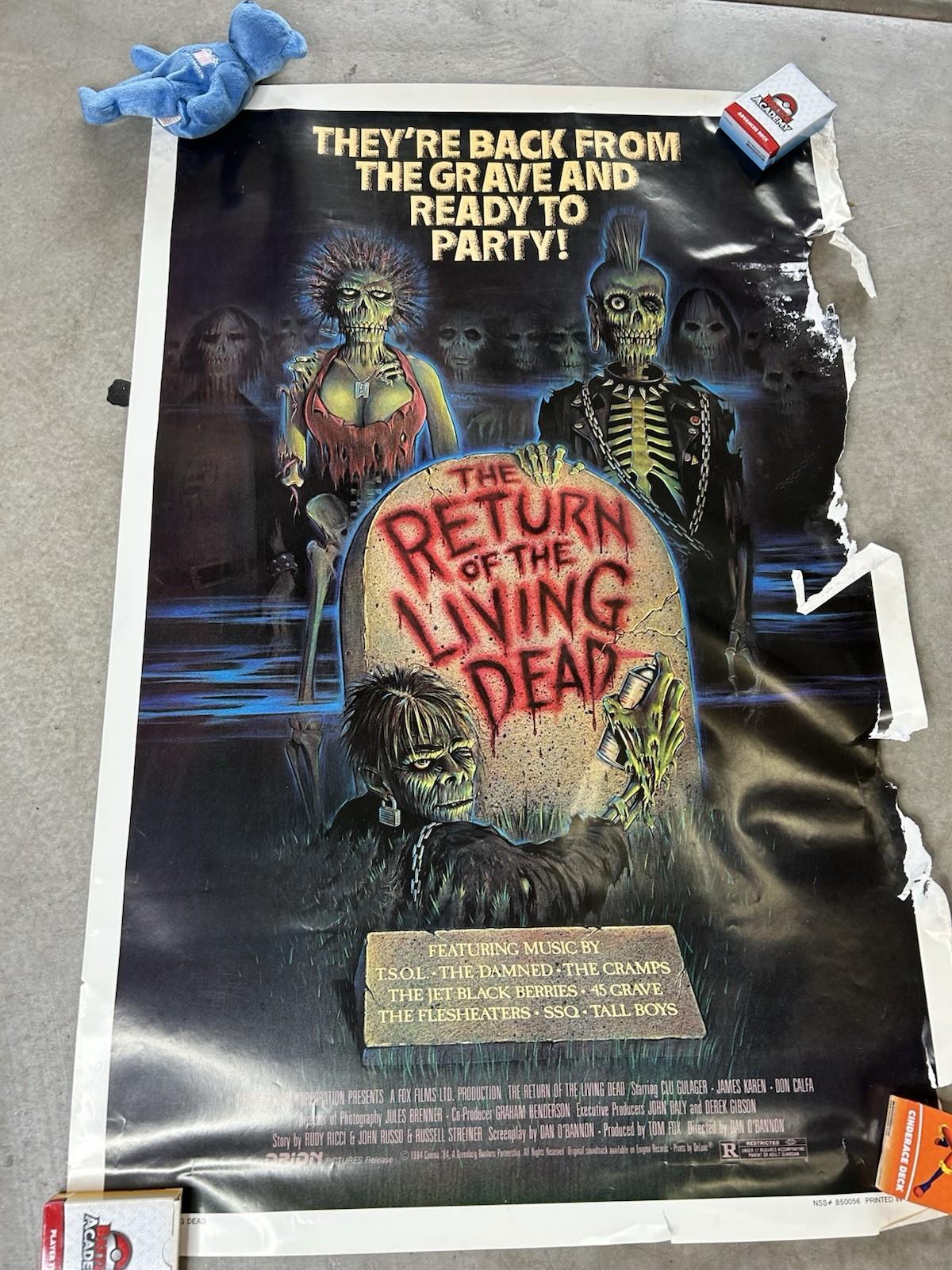 Original Movie Poster for The 1985 Film The Return of The Living Dead. 27x41