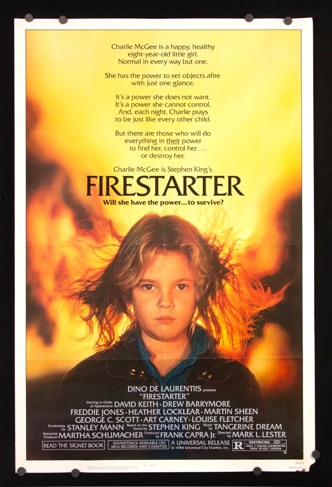Firestarter Original One Sheet Movie Poster 1984 Vintage Stephen King. VG