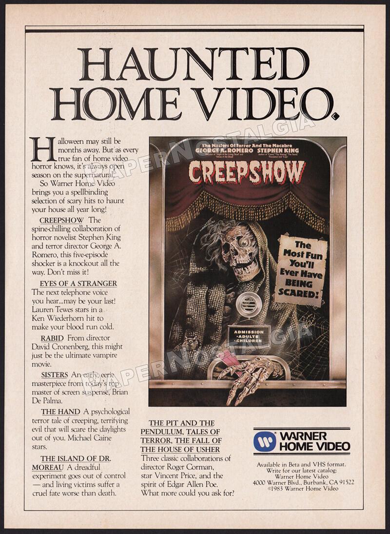CREEPSHOW - Original 1983 Print AD / ADVERT_ horror vid. promo_ George A. Romero