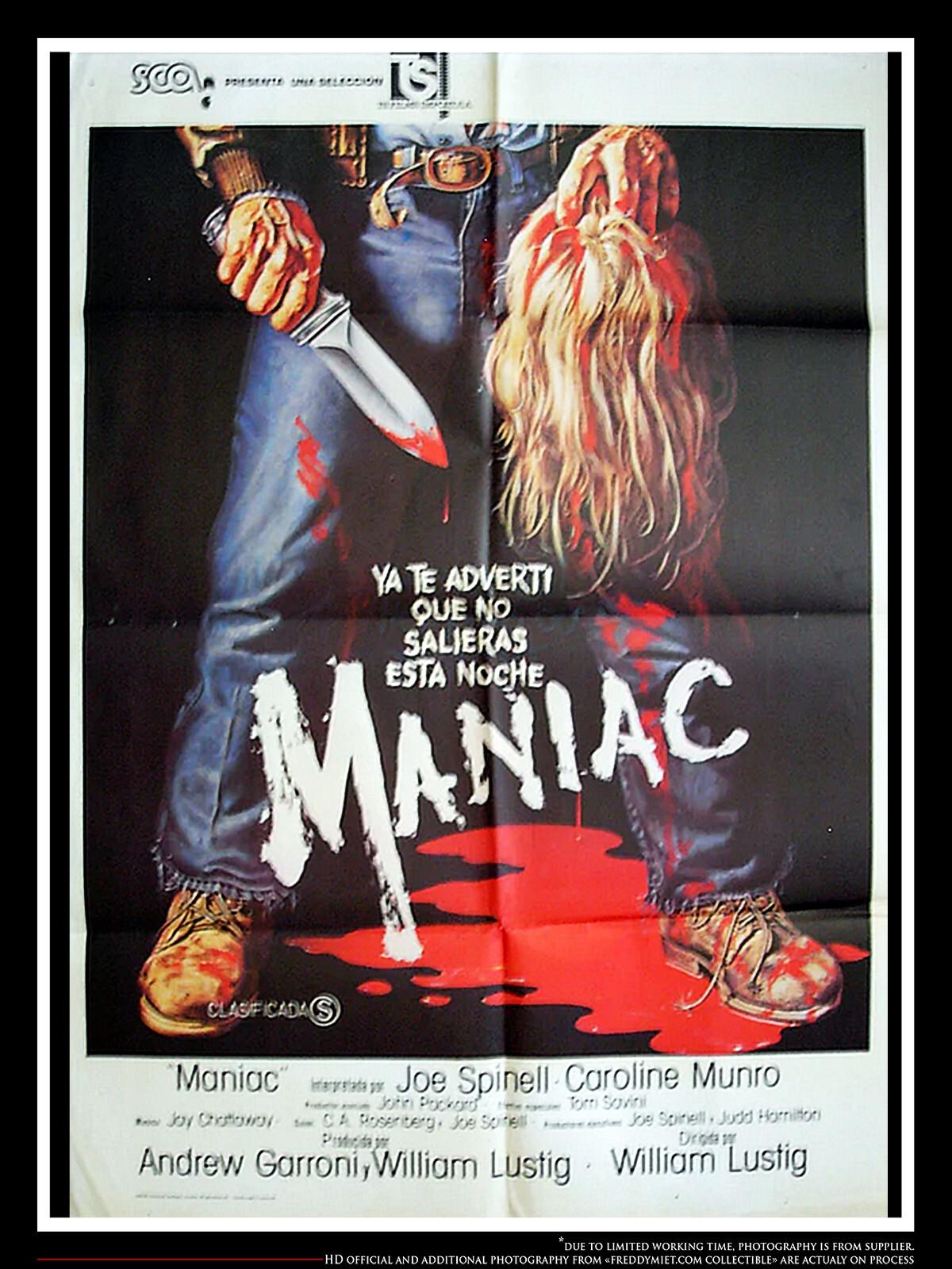 MANIAC 🔪 Horror Very Rare Spanish 1SH Vintage Movie Poster Original 1980