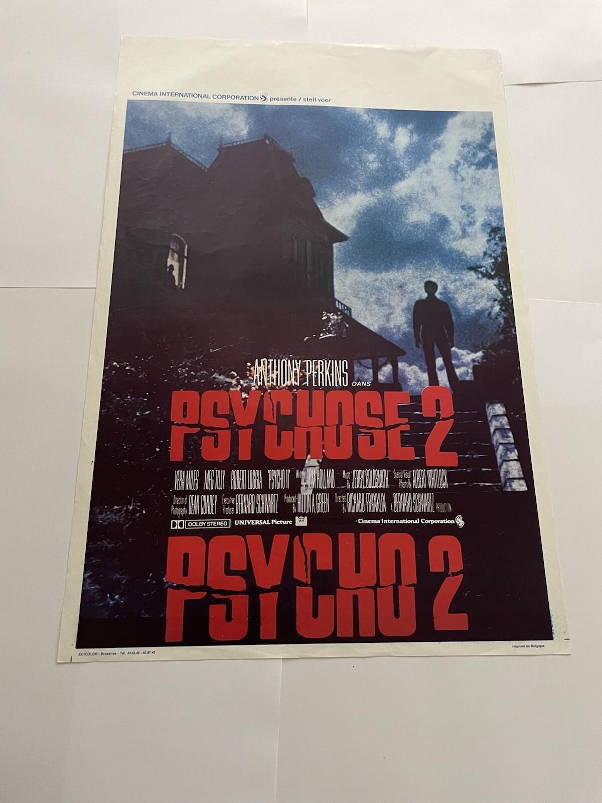 Rare & Original 'Psycho II' Belgian One Sheet Movie Poster 1983 14 X 22”