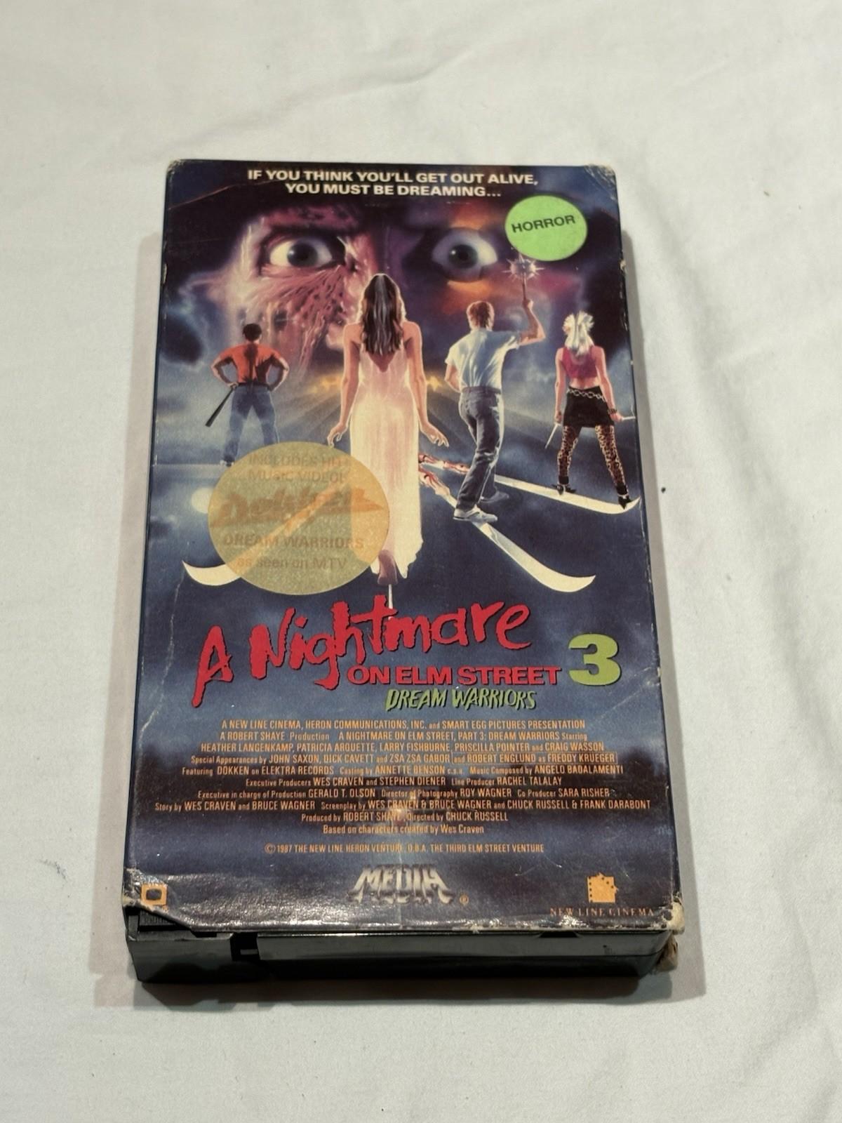 🔥 RARE A Nightmare on Elm Street 3 Dream Warriors VHS 1987 First Release Cult