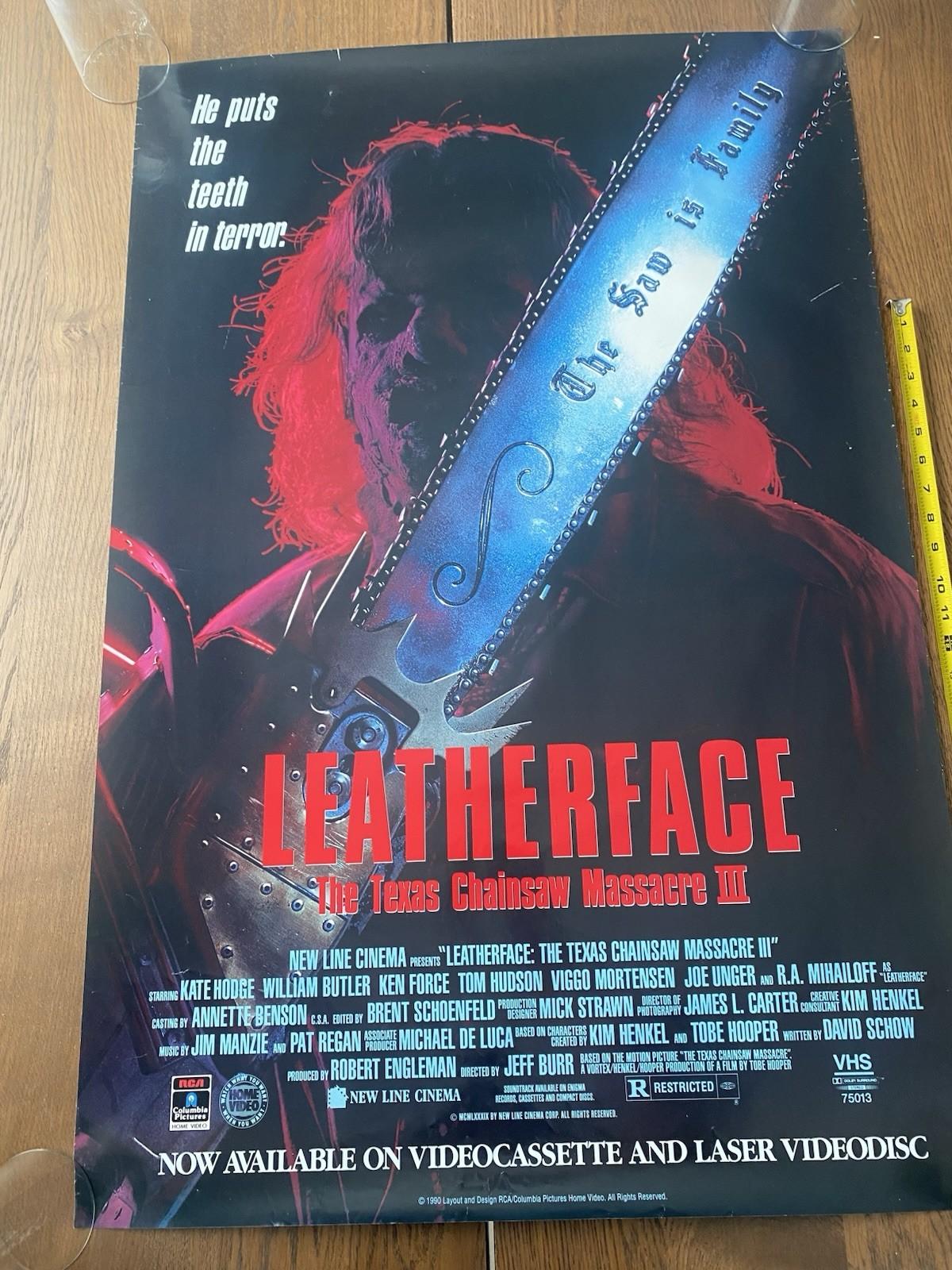 Original Leatherface: The Texas Chainsaw Massacre III 1990 27x40 Video Release