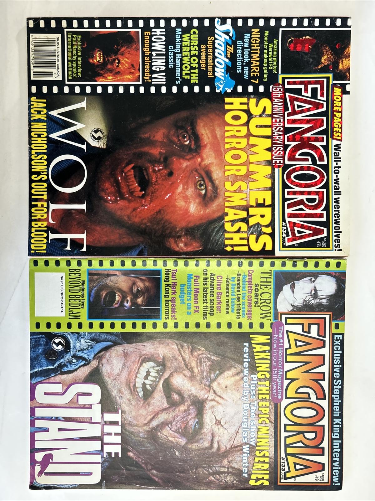 VINTAGE FANGORIA VOLUME 1 ISSUES 133 JACK NICHOLSON WOLF, 134 THE STAND OOP LOT