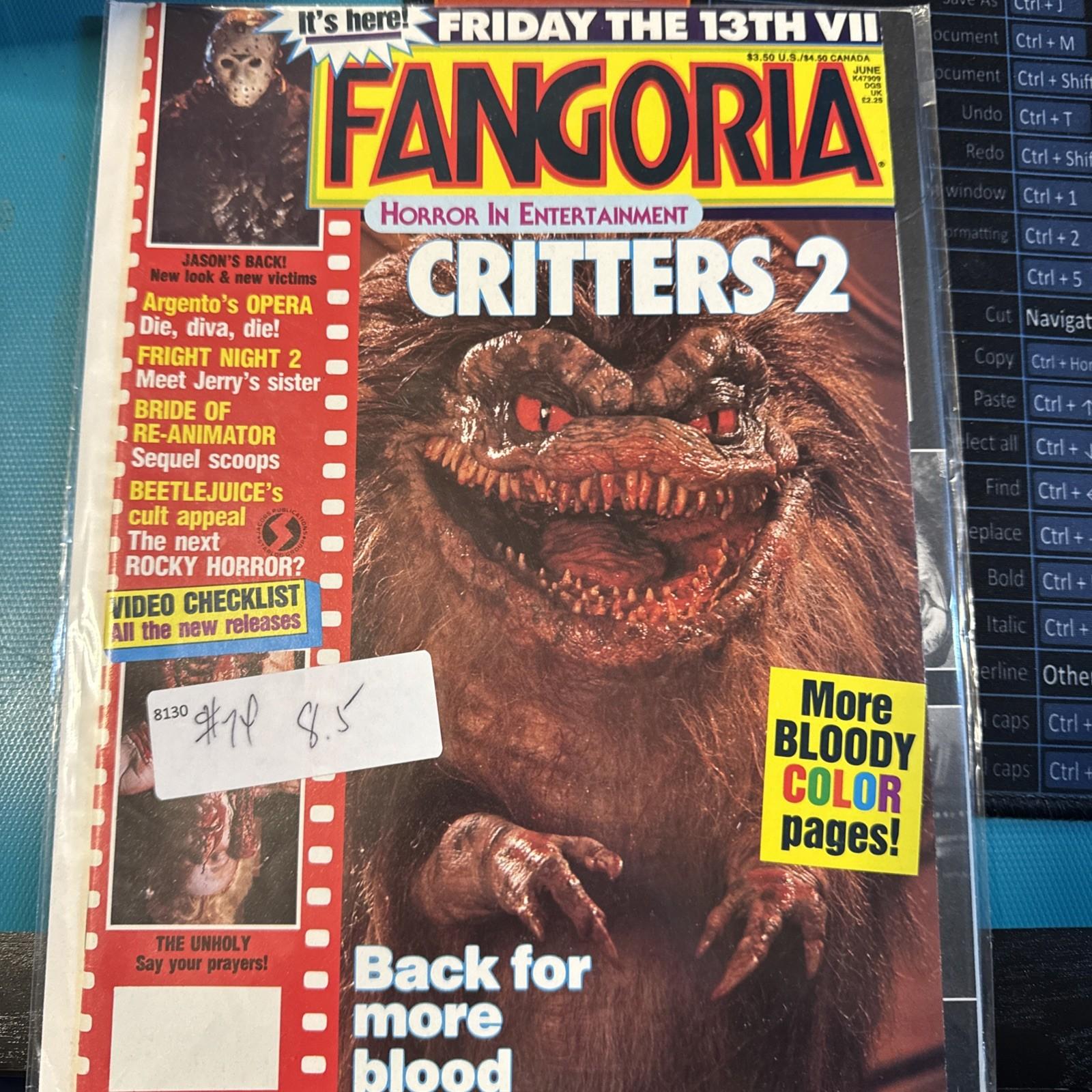 FANGORIA #74 June 1988 Critters 2 Friday 13th VII Beetlejuice Argento Reanimator