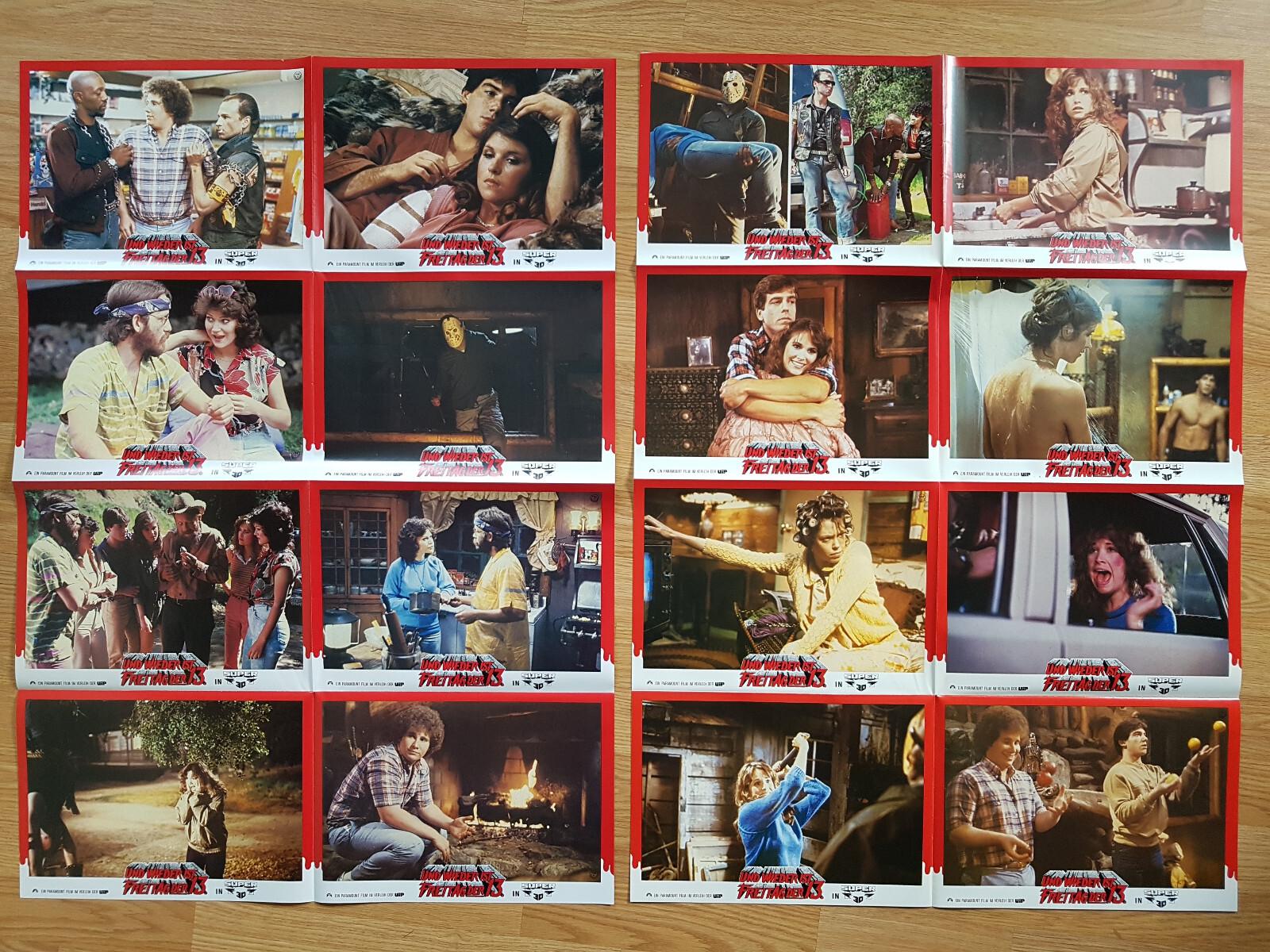 Friday the 13th part III - 2 rare German lobby card poster 1982 Slasher Horror