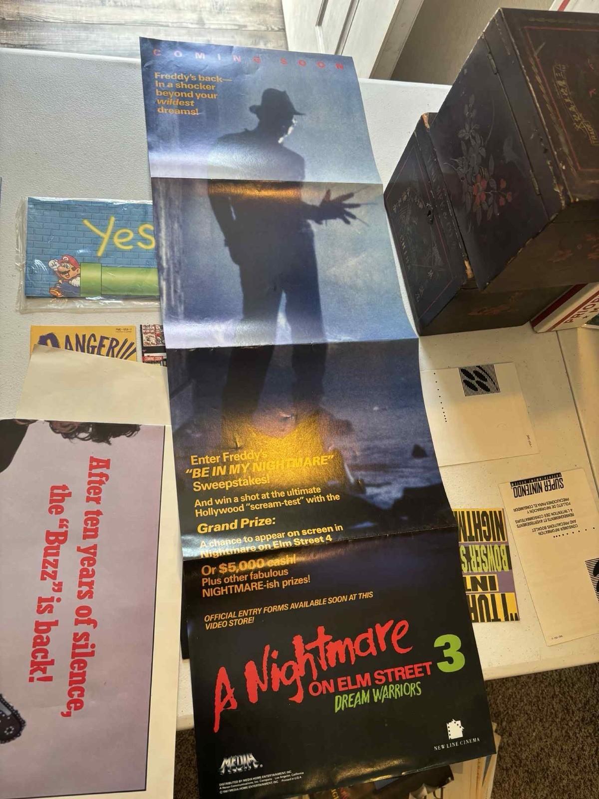 Vintage 1987 Nightmare on Elm Street 3: Dream Warriors Poster 11x33 + Booklets 