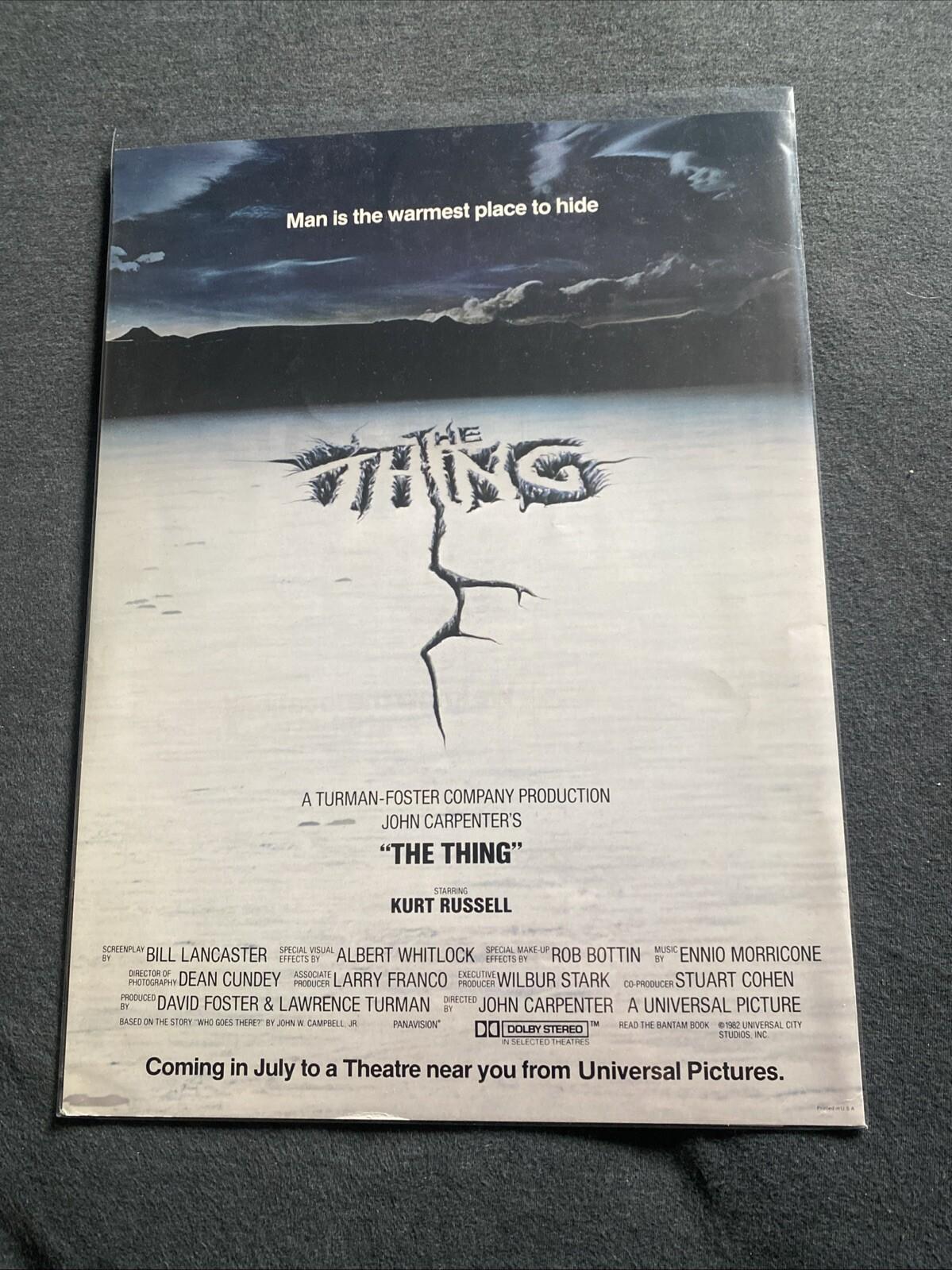 Advanced Card Stock Promo For The Thing Kurt Russell Movie 11x15 Vintage 1982