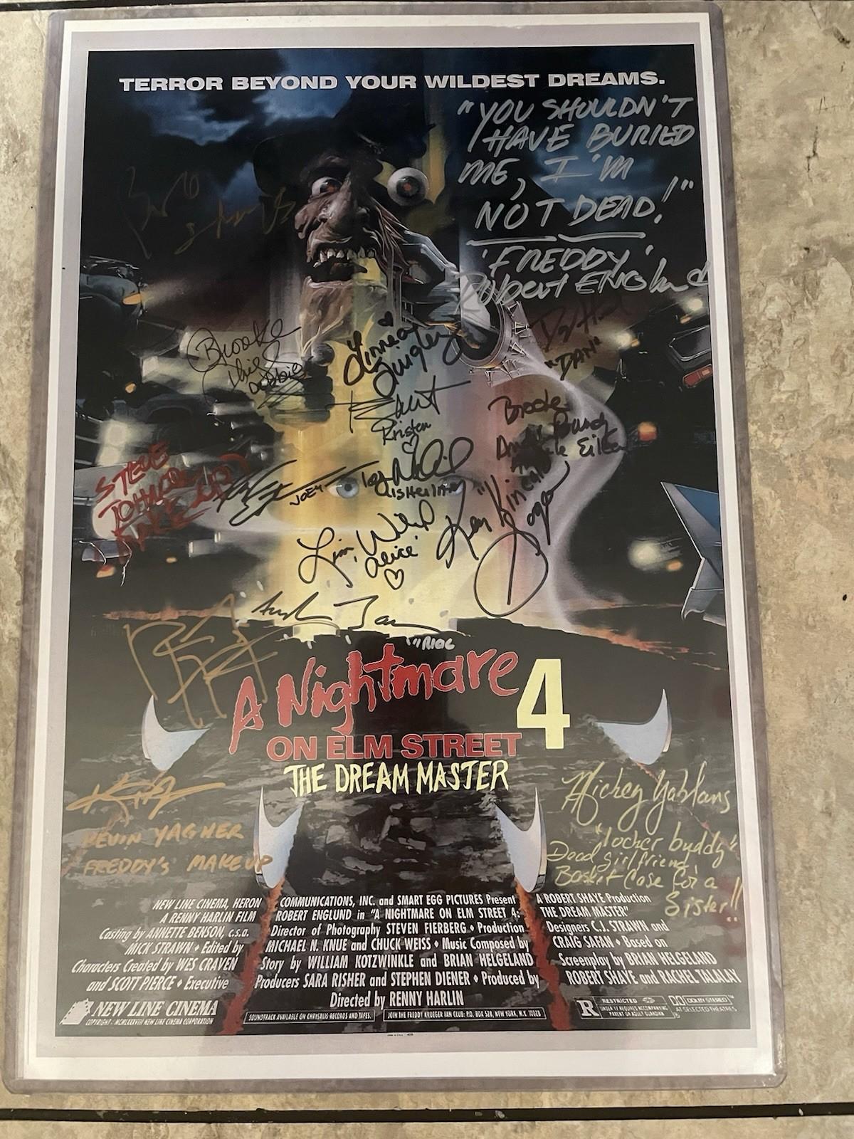 Signed A Nightmare On Elm Street 4 The Dream Master 11X17 Mini Poster 16 Auto’s