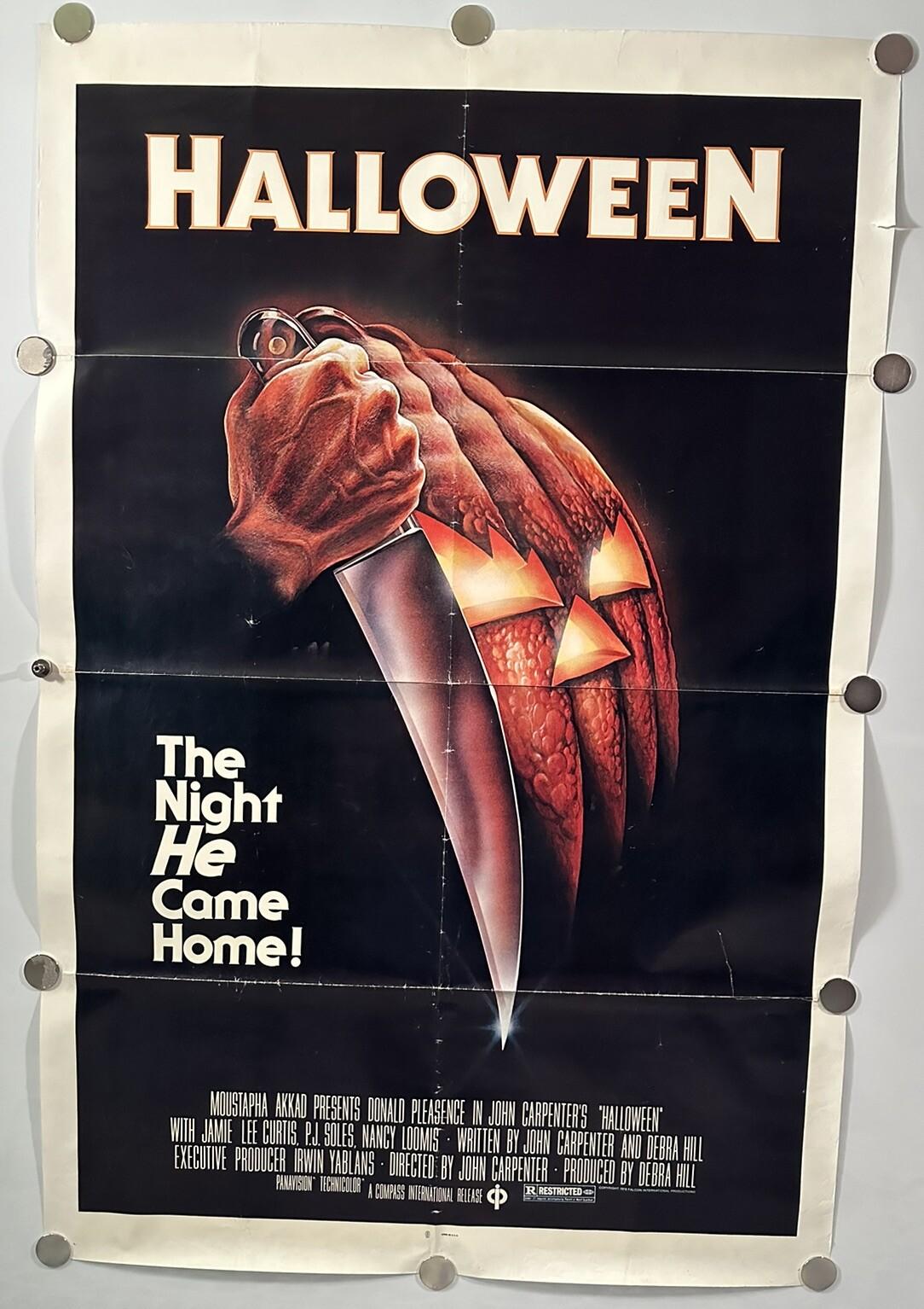Original 1978 HALLOWEEN One Sheet Movie Poster - Blue Ratings Box 27X41 Inches