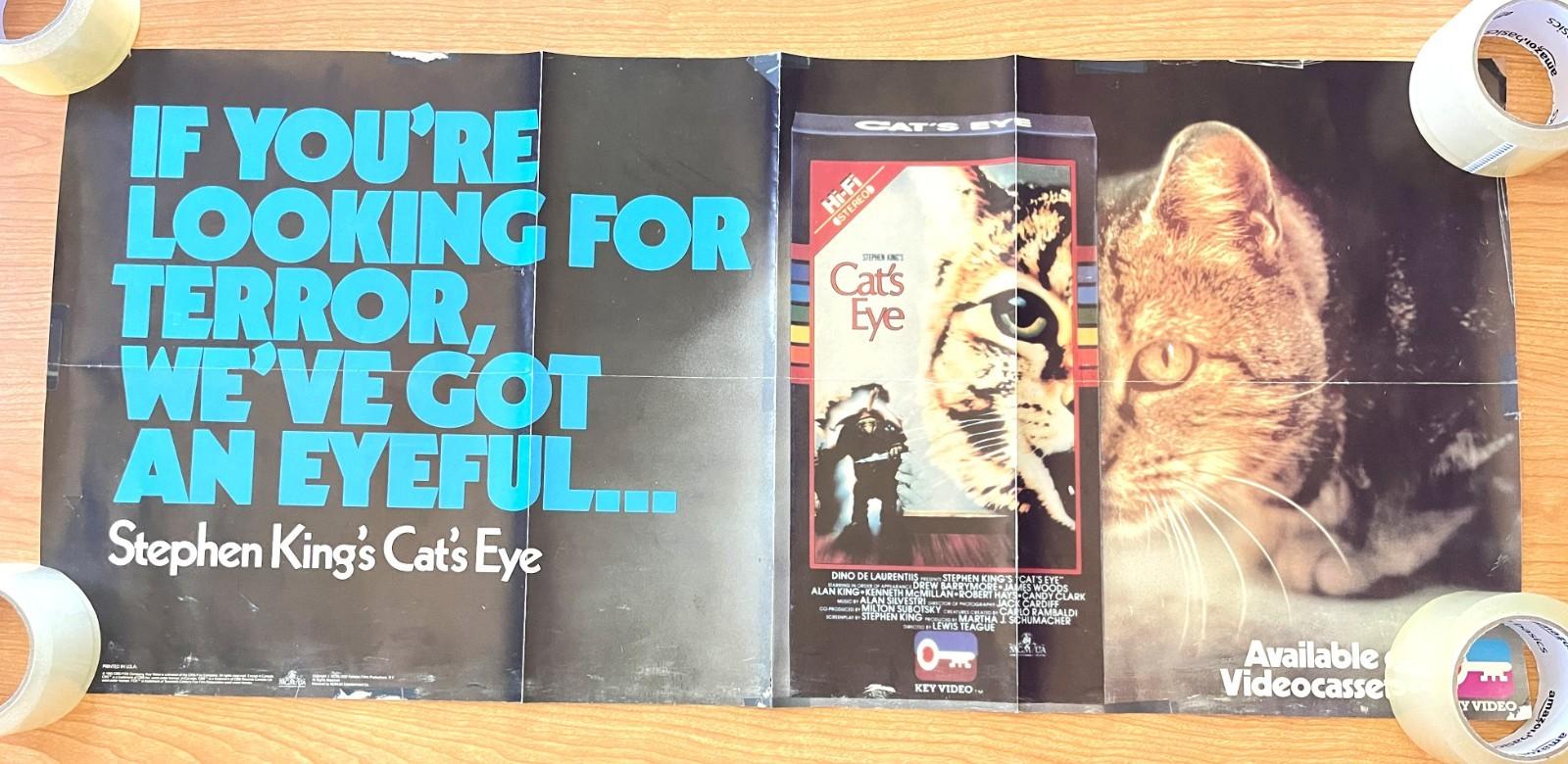Cat's Eye Movie Original Video Poster 1985 Horror Halloween Stephen King 36x16