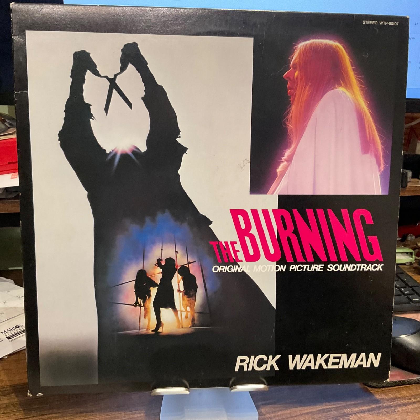 THE BURNING LP SOUNDTRACK RICK WAKEMAN 1981 JAPANESE PROMO WTP-90107 M/VG+