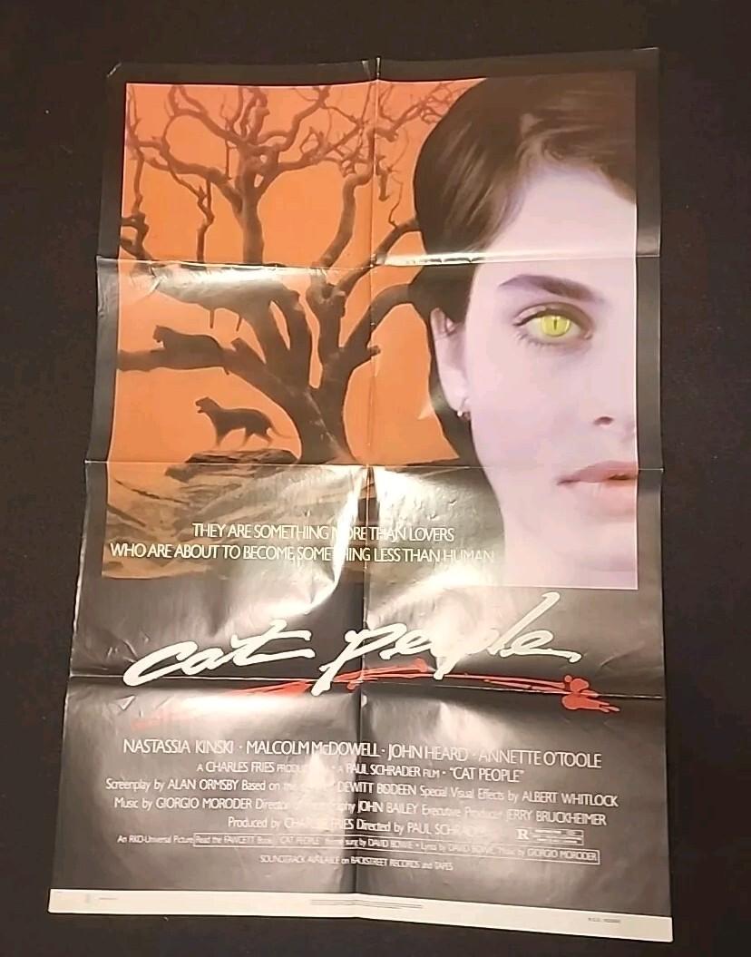 Original CAT PEOPLE Folded Movie Poster One Sheet 1982 Horror Kinski