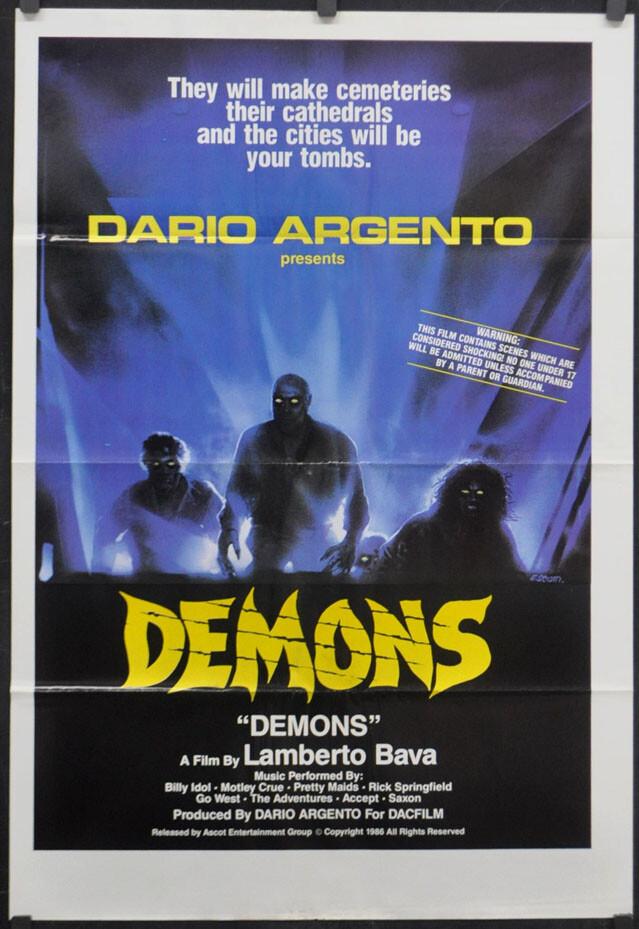 DEMONS / Demoni 1985 ORIGINAL 28X41 1ST RELEASE MOVIE POSTER LAMBERTO BAVA