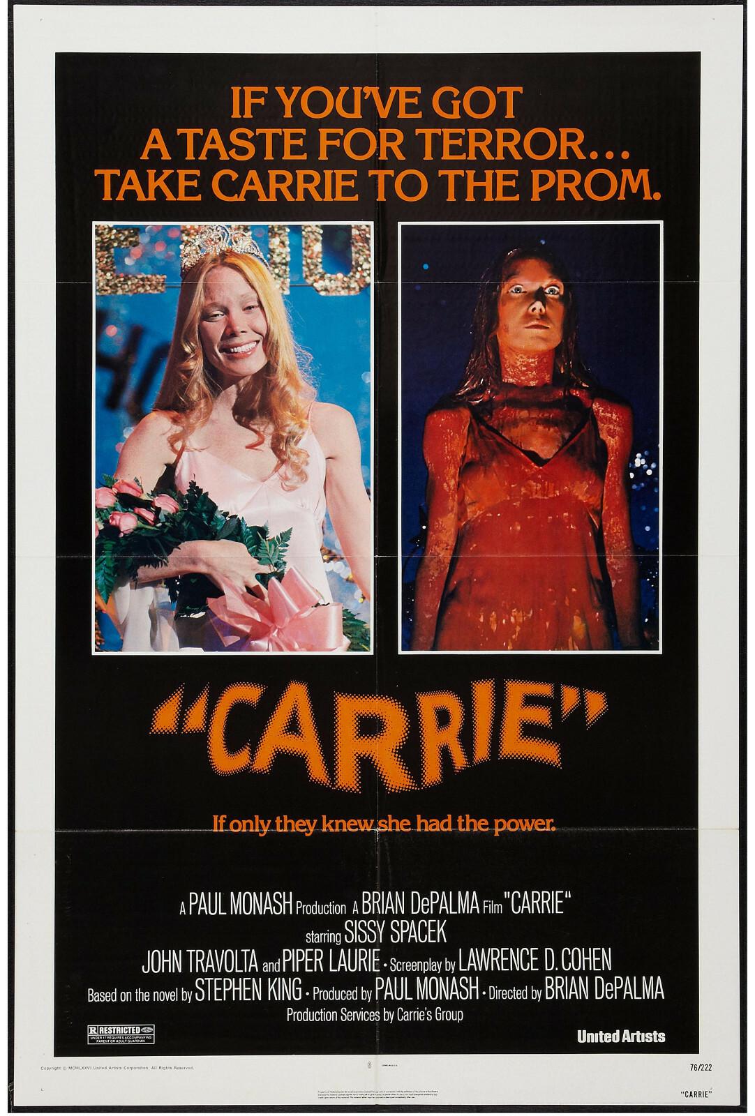 CARRIE original 1976 one sheet 27x41 movie poster SISSY SPACEK/BRIAN DE PALMA