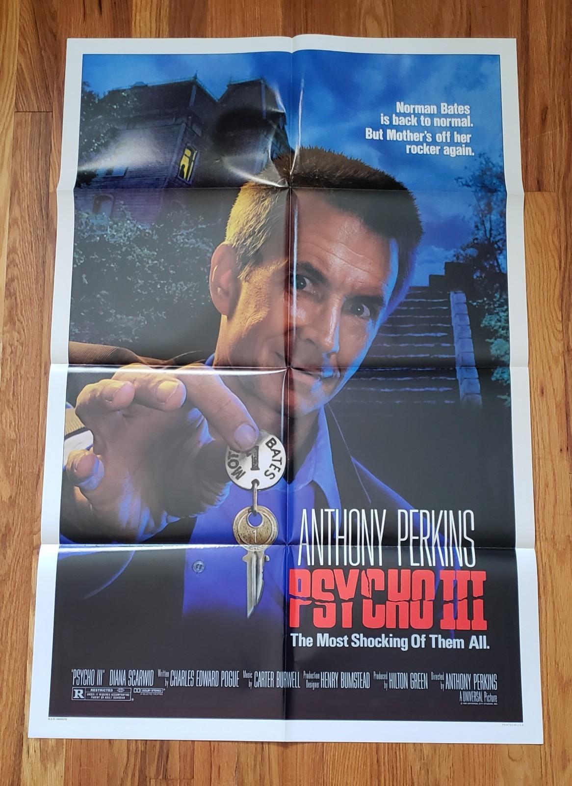 Psycho III ORIGINAL One Sheet Movie Poster Anthony Perkins 1986 27 x 41 (folded)