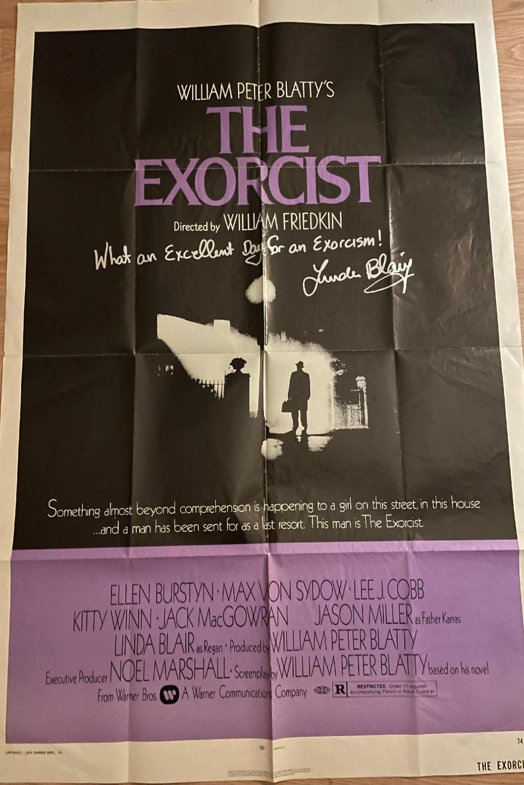 1973 The Exorcist Original Folded Movie Poster Signed By Linda Blair/Plus Bonus!