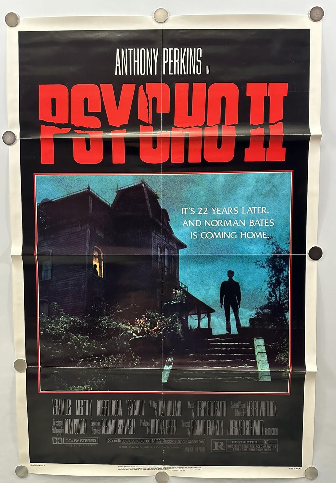 Original 1983 PSYCHO II One Sheet Movie Poster