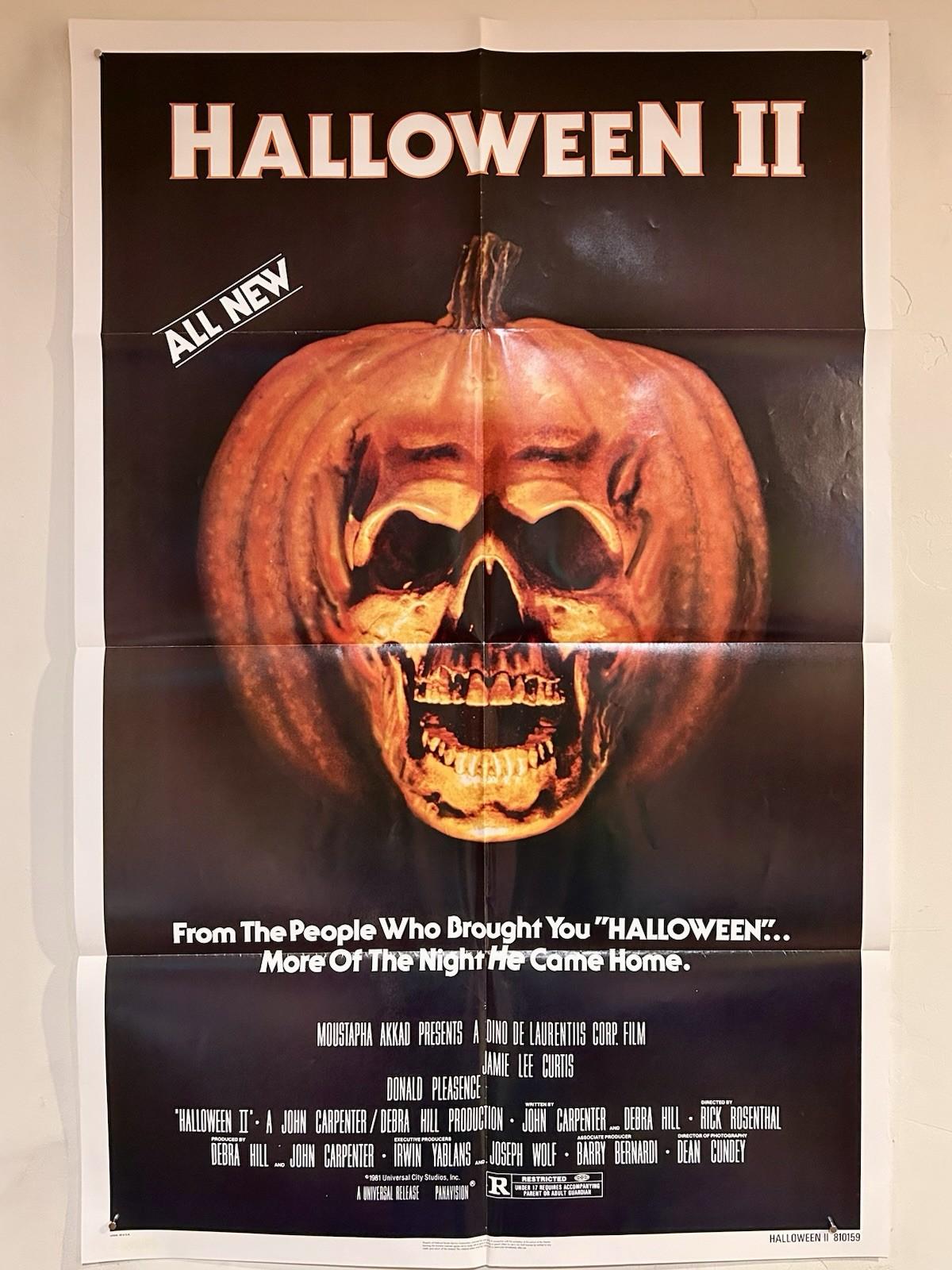 Vtg. HALLOWEEN II 1981 Horror Slasher Original Movie Poster 27x41 NM