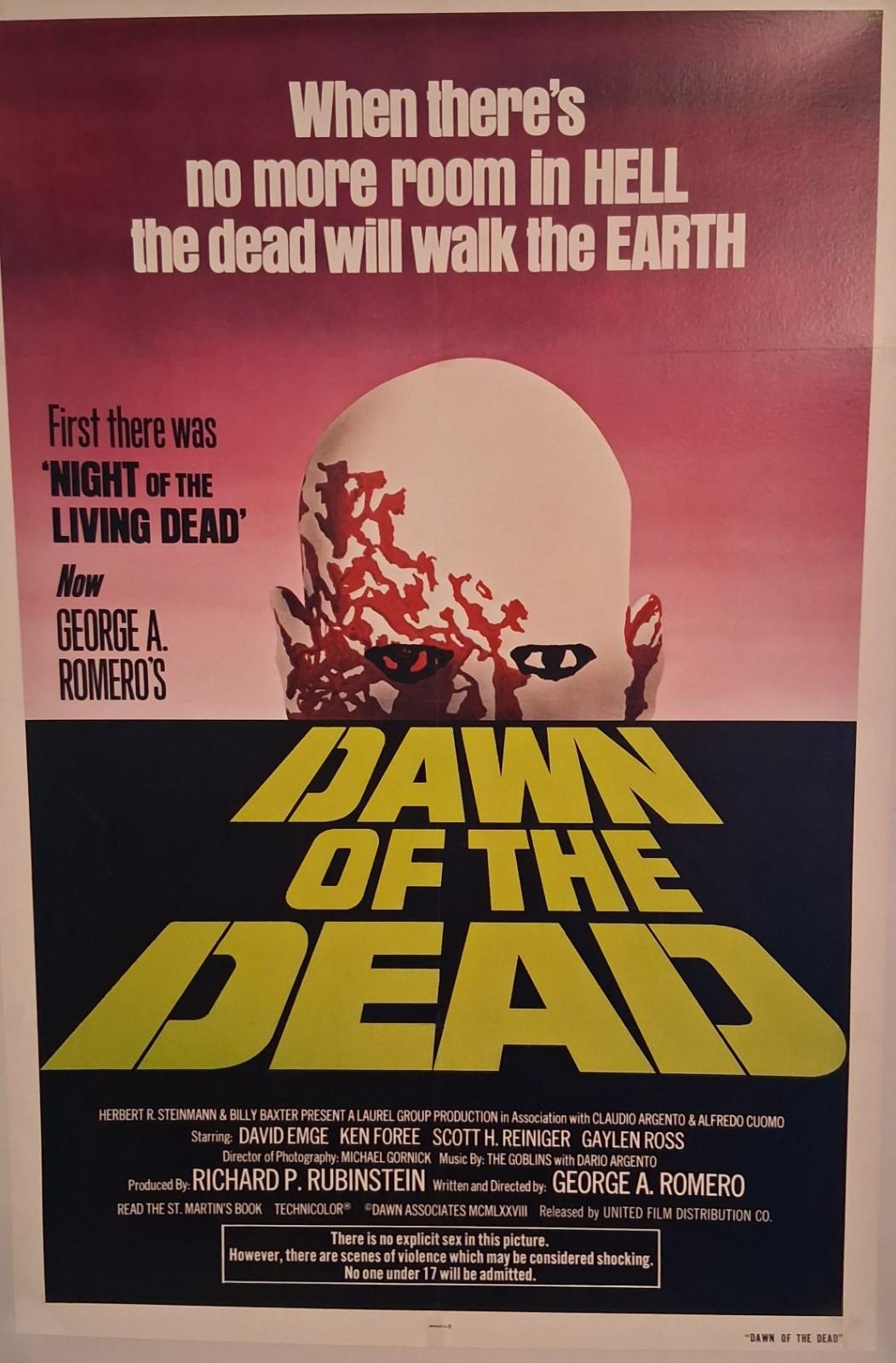 1978 Dawn Of The Dead Original Movie Poster Linen Green Style 27x41 Horror Cult