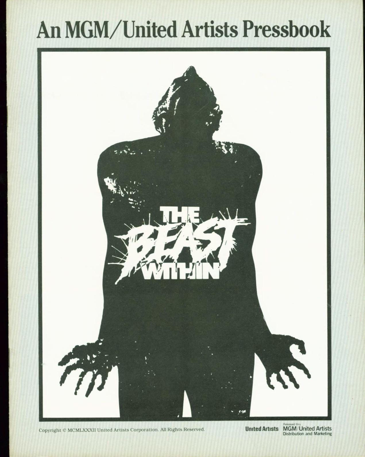 original 1982 the Beast Within pressbook  Ronny Cox, Bibi Besch horror MBX92