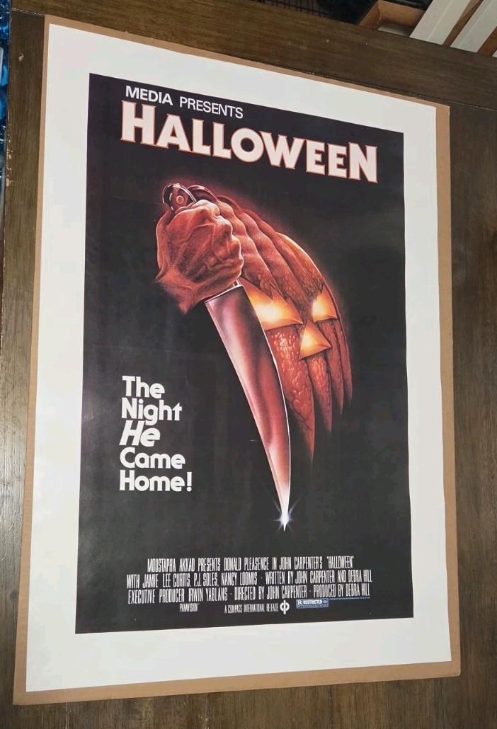 Halloween Movie Poster Media Presents 1978 19x27" VHS Original Store Promo RARE