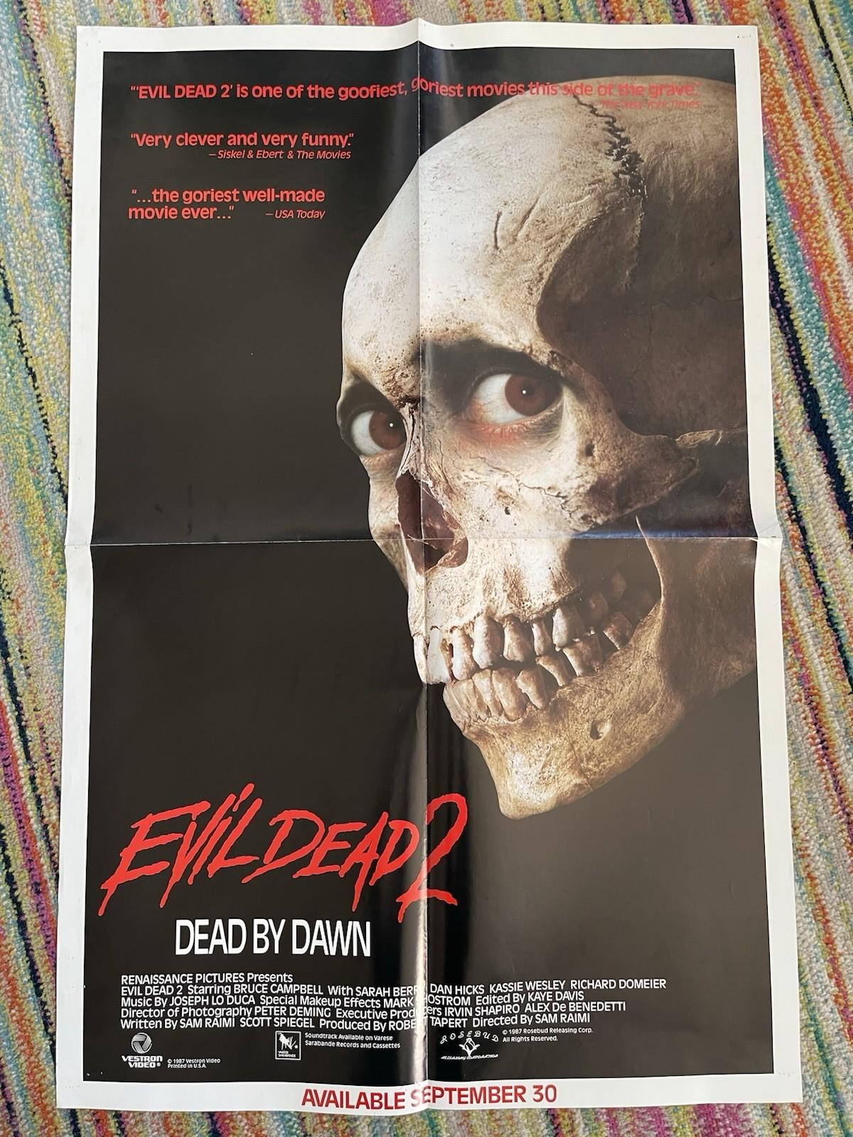 Evil Dead 2 Dead By Dawn Vintage One Sheet Video Store Promo Poster Vestron 1987