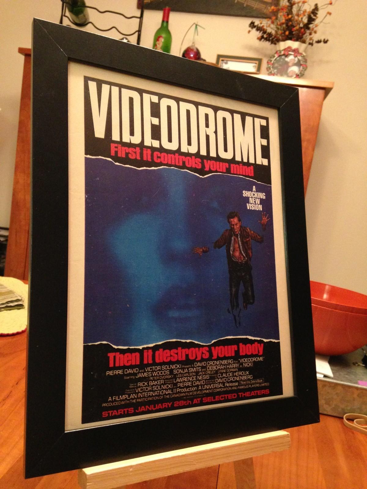 FRAMED ORIGINAL & RARE 1983 "VIDEODROME" DAVID CRONENBERG MOVIE PROMOTIONAL AD