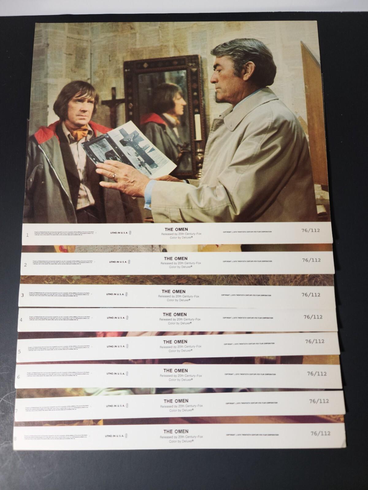 THE OMEN ORIGINAL 8x10 LOBBY CARD SET OF 8 1976,GREGORY PECK,LEE REMICK WARMER
