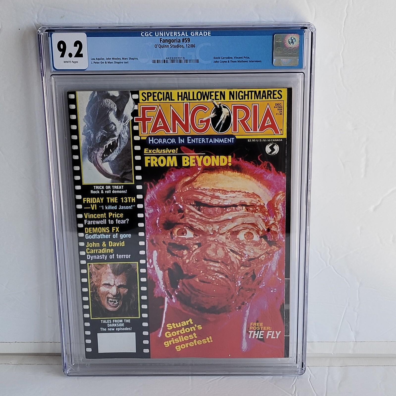 FANGORIA  59 CGC 9.2/Horror Movies/Gore/Alien/Sci-Fi/Fantasy/OOP/TV/Creatures 
