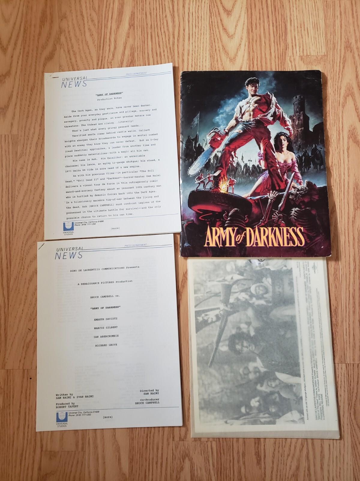 Army of Darkness press kit Universal Studios 1992 Bruce Campbell Sam Raimi