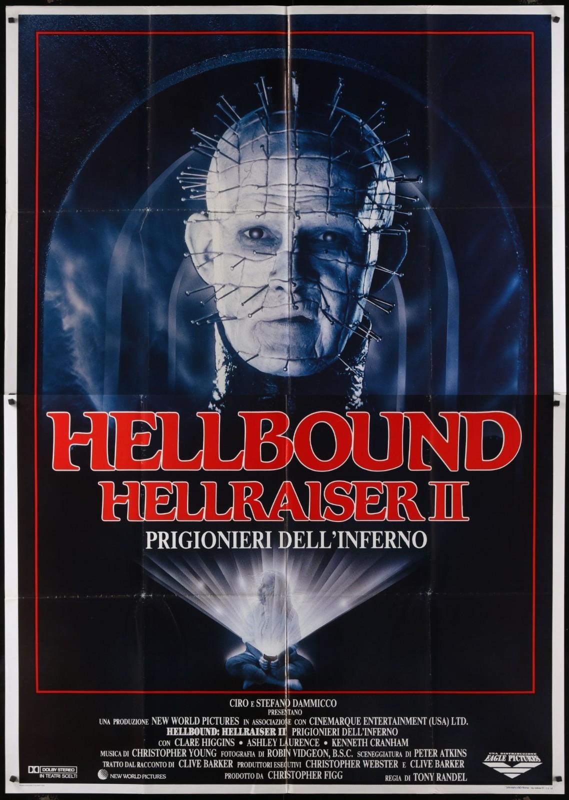 Hellbound: Hellraiser II (1988) Original Italian Movie Poster Folded 55x78