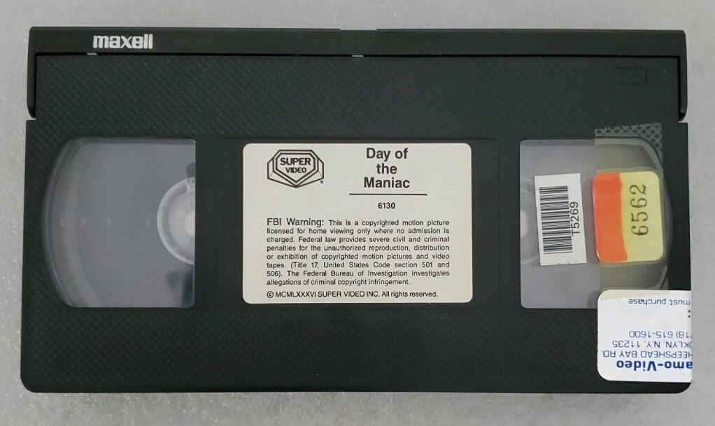 Day of the Maniac Rare Super Video big box No Cover VHS