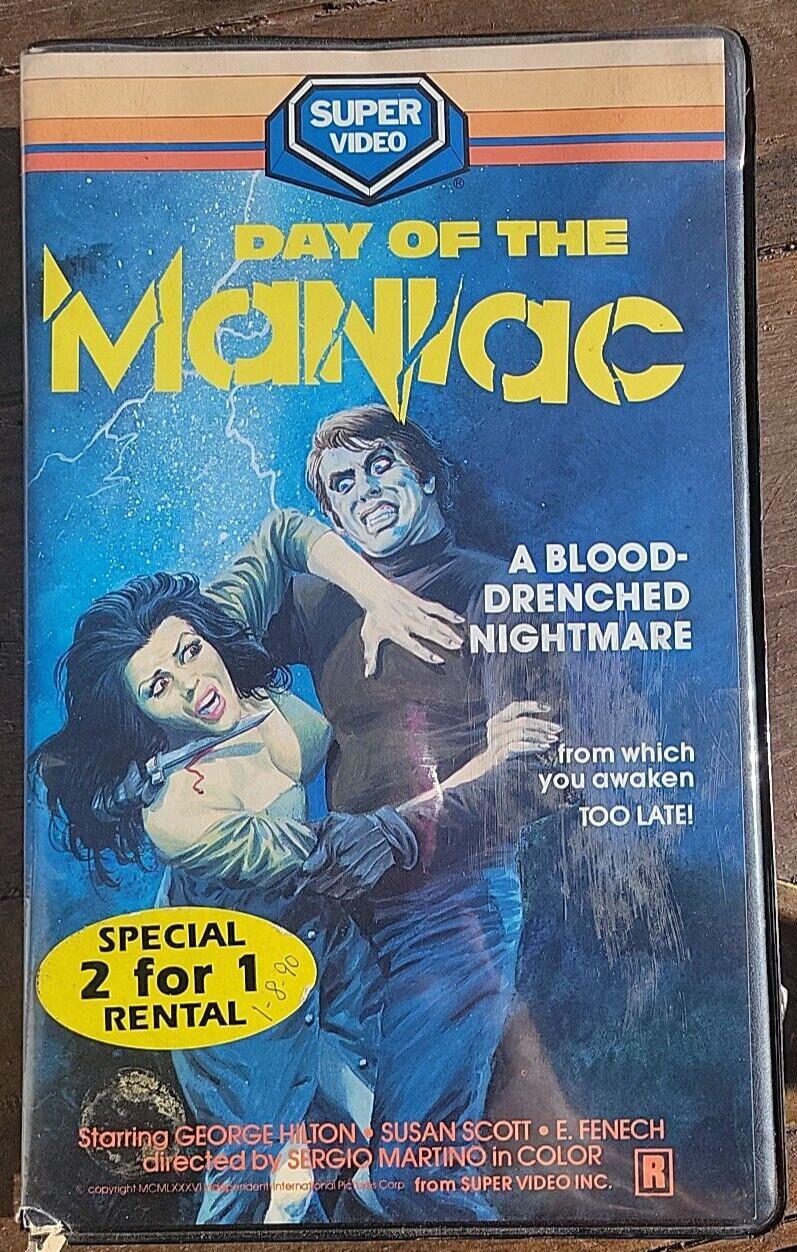 DAY OF THE MANIAC VHS Super Video Clamshell Horror Rare OOP Slasher Film