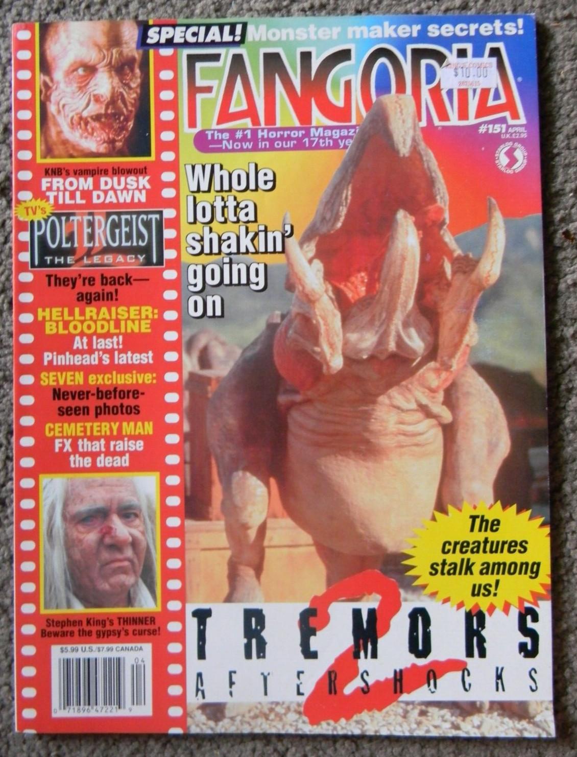 FANGORIA : ISSUE 151 : HORROR : TREMORS AFTERSHOCKS/THINNER/FDT DAWN : 1996 : VG