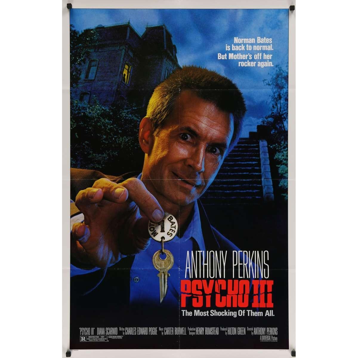 PSYCHO III Original Movie Poster  - 27x40 in. - 1986 - Anthony Perkins