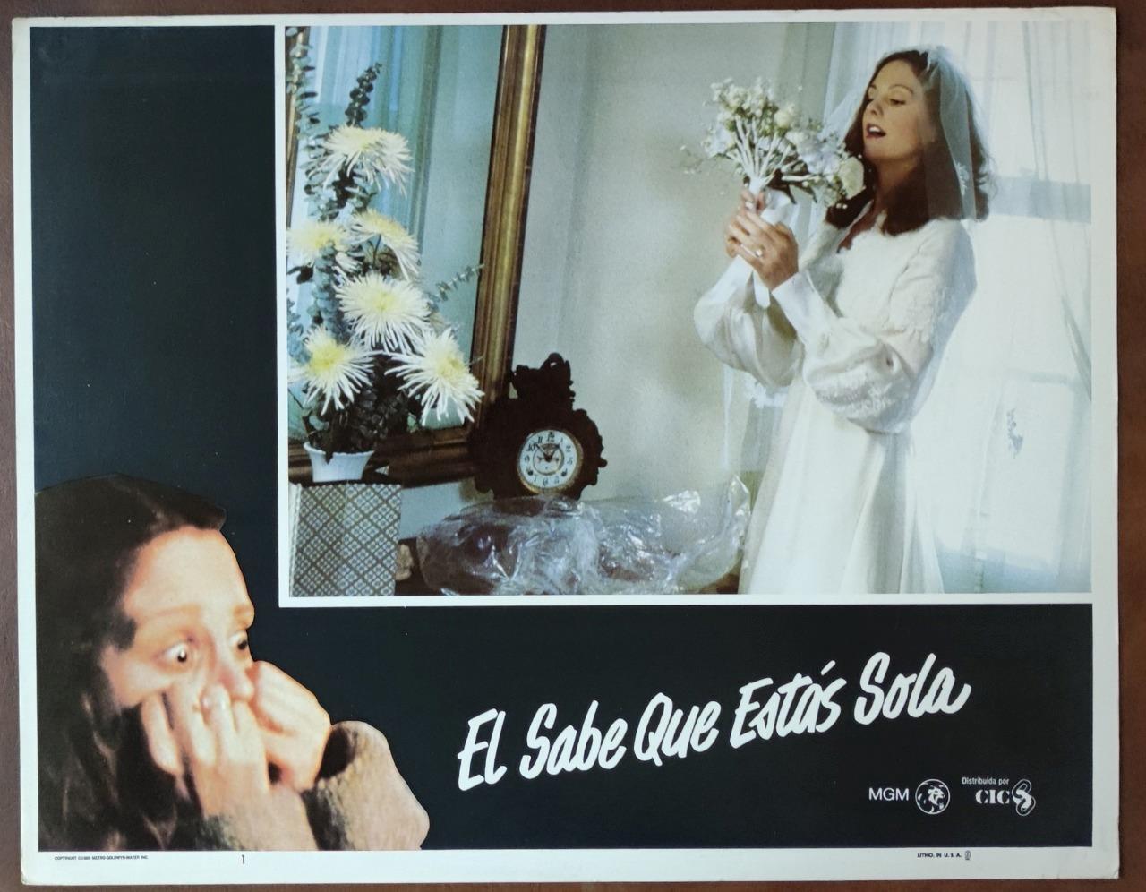Caitlin O'Heaney in wedding dress HE KNOWS YOU'RE ALONE org 1980 Lobby Card 9109