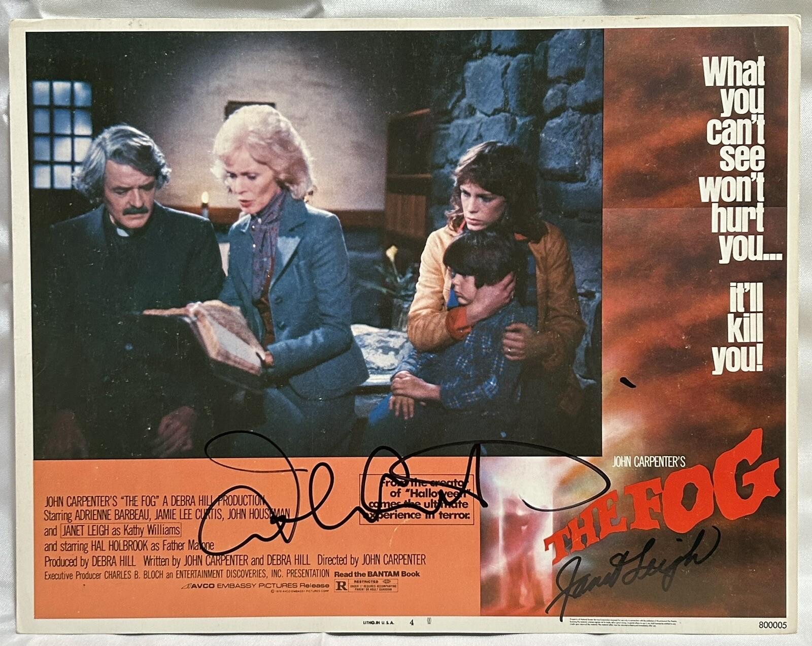 PSA DNA Jamie Lee Curtis & Janet Leigh Dual Signed 11x14 Lobby Card 1980 The Fog