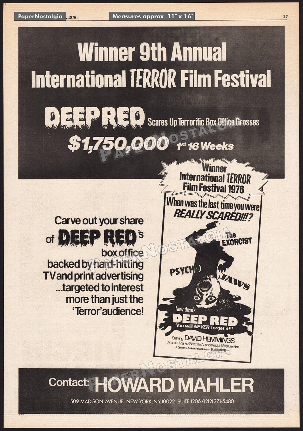 DEEP RED - Original 1976 Trade print AD / poster_ Dario Argento _ David Hemmings