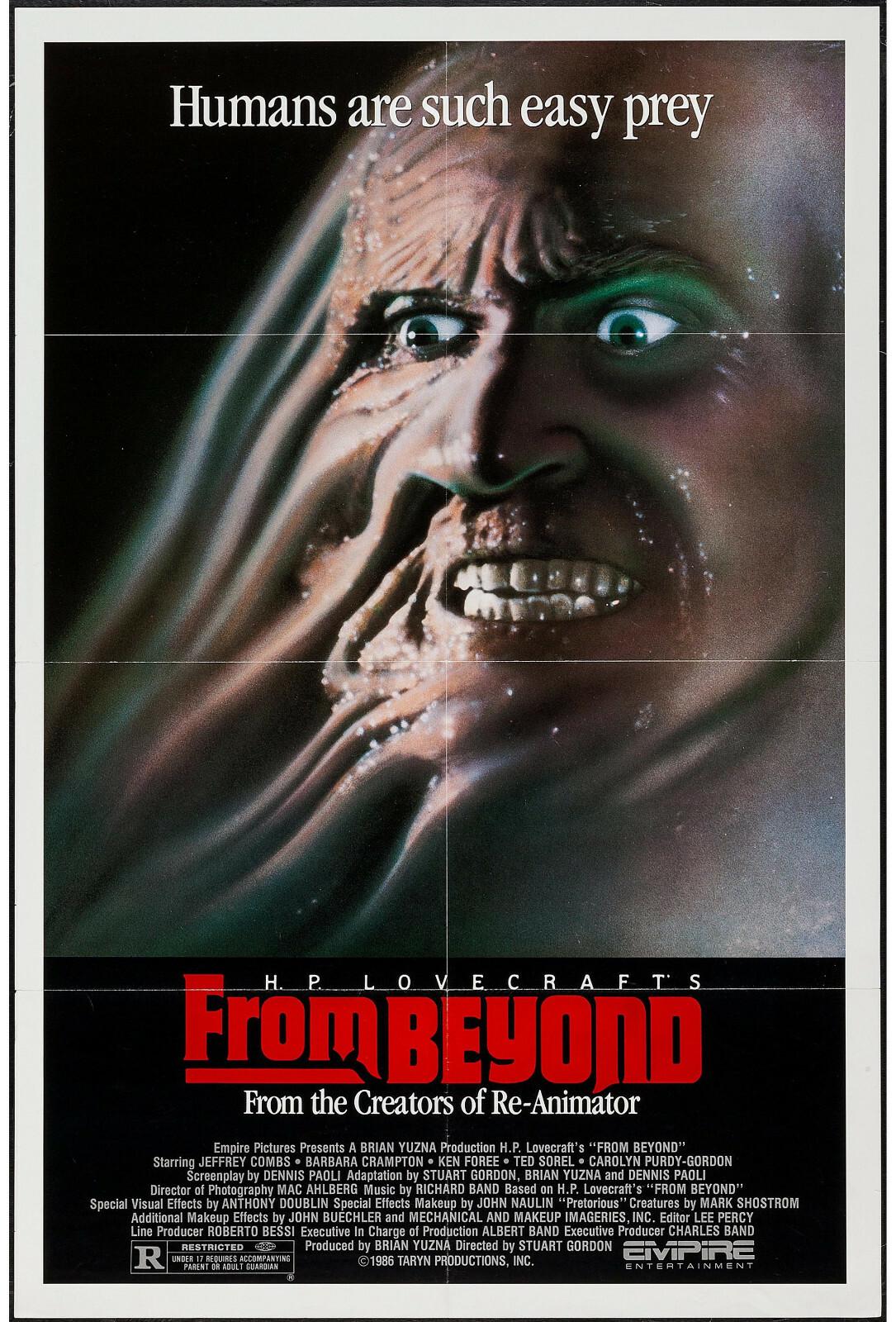 FROM BEYOND original 1986 one sheet movie poster JEFFREY COMBS/BARBARA CRAMPTON