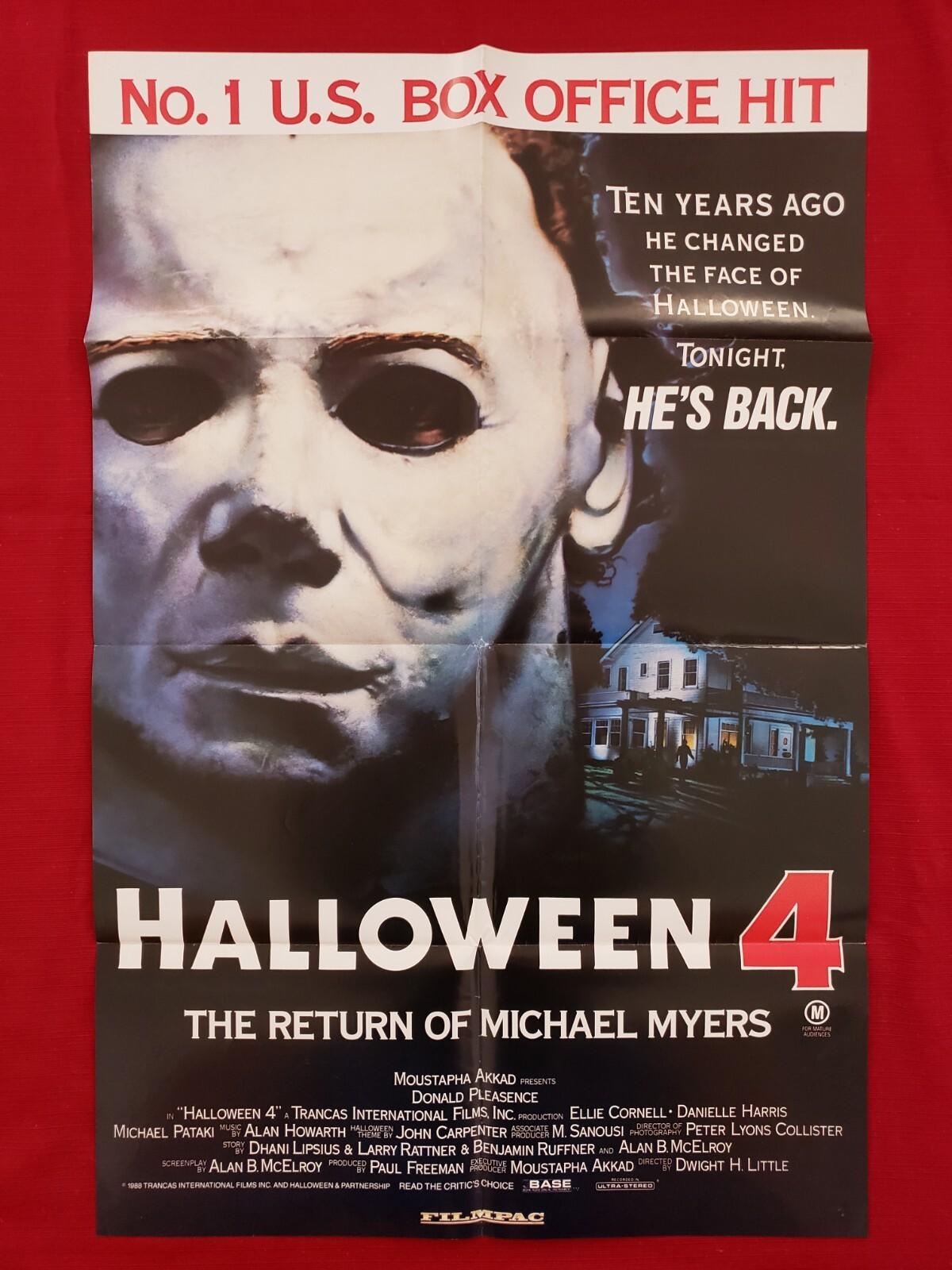 HALLOWEEN 4 * 1988 ORIGINAL MOVIE POSTER AUSSIE 1SH RETURN OF MICHAEL MYERS MASK