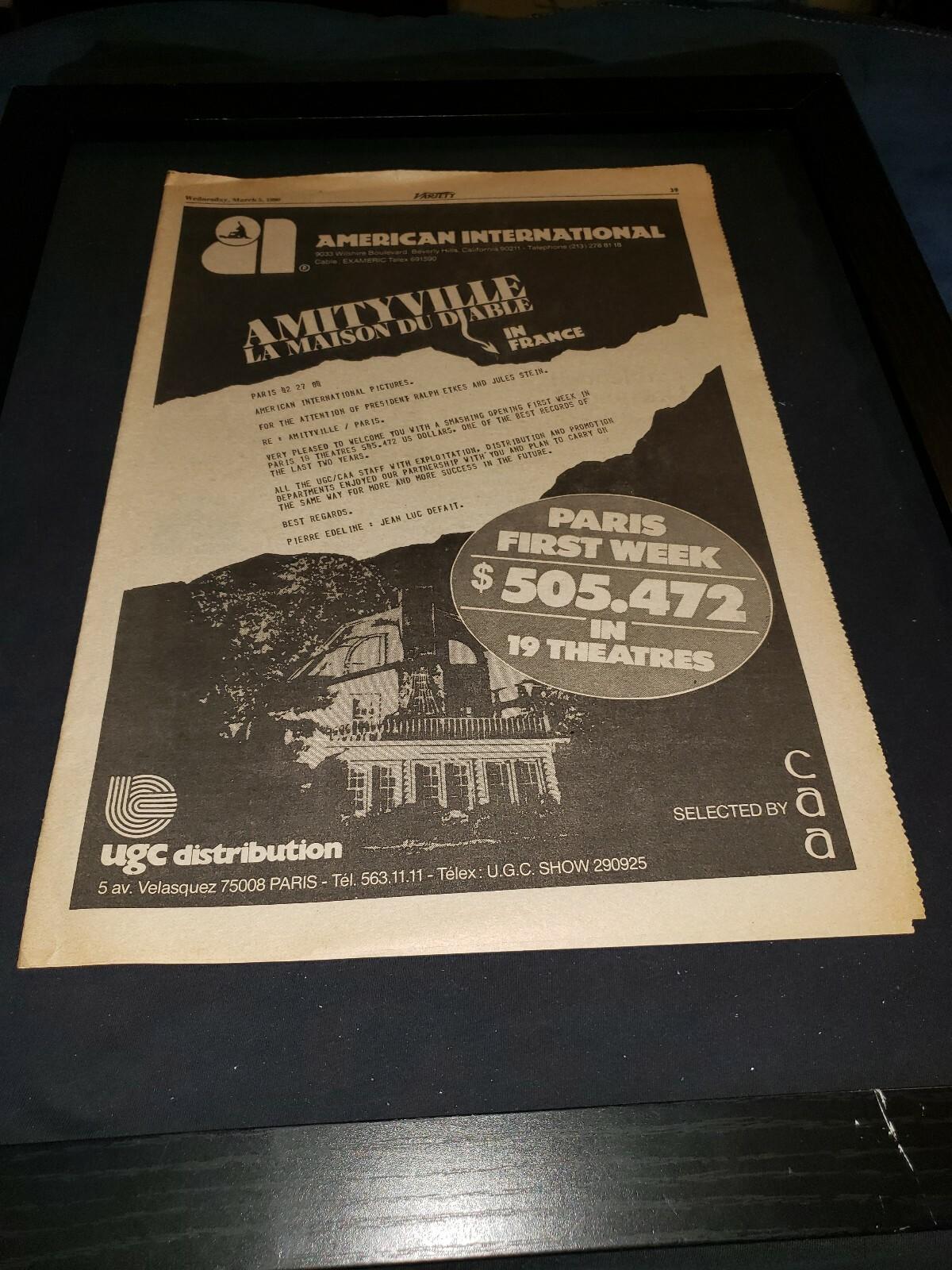 The Amityville Horror Rare Original French Promo Poster Ad Framed!