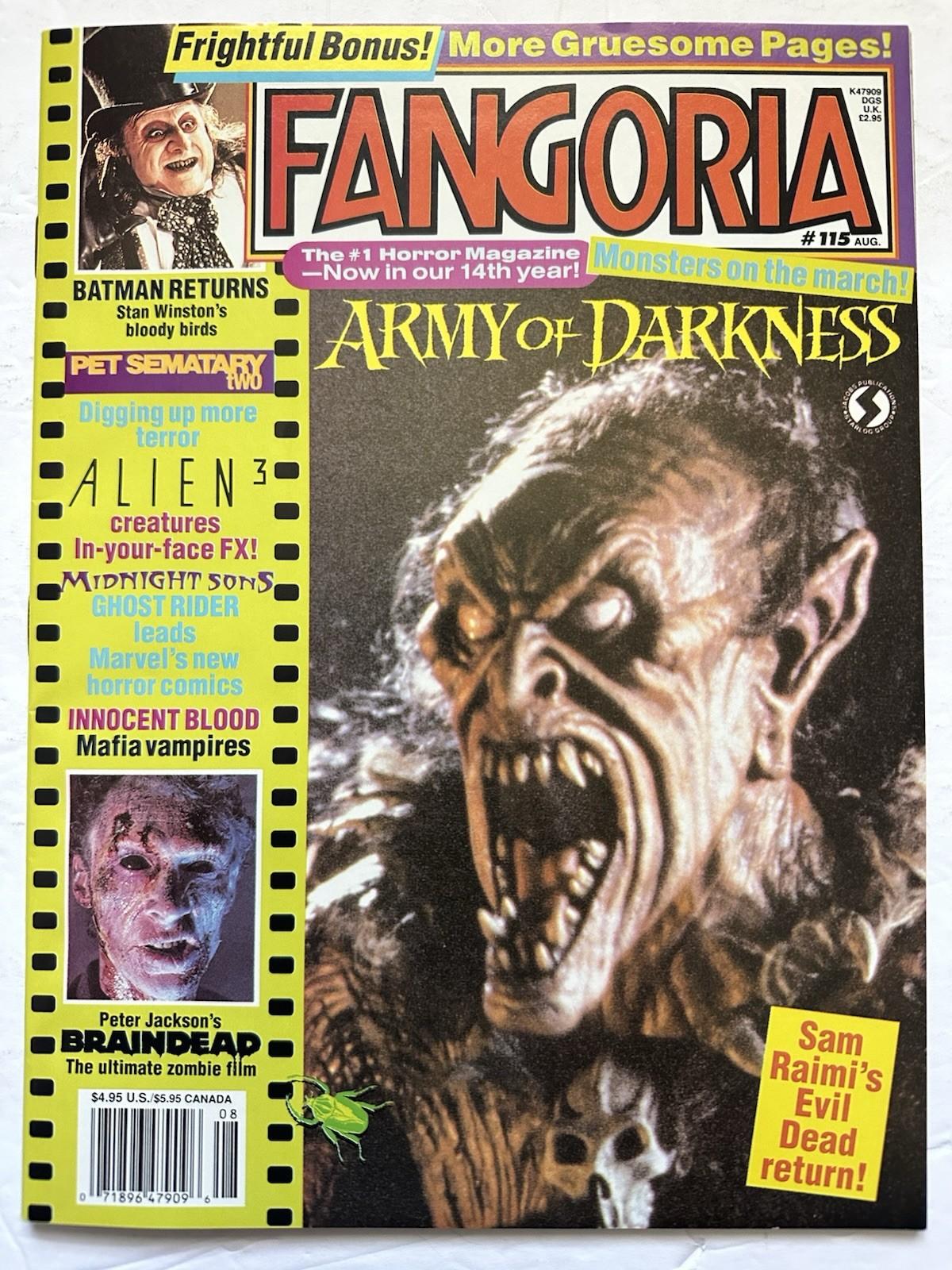 Fangoria #115 Aug. 1992 (Starlog) Army of Darkness Batman Returns Braindead