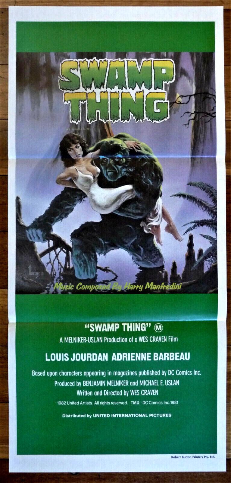 SWAMP THING Original 1982 Australian Daybill Horror Movie Poster Louis Jourdan